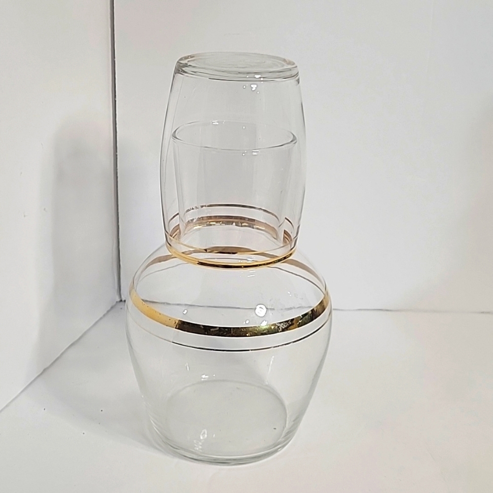 TUMBLE UP Clear Glass With Gold Trim